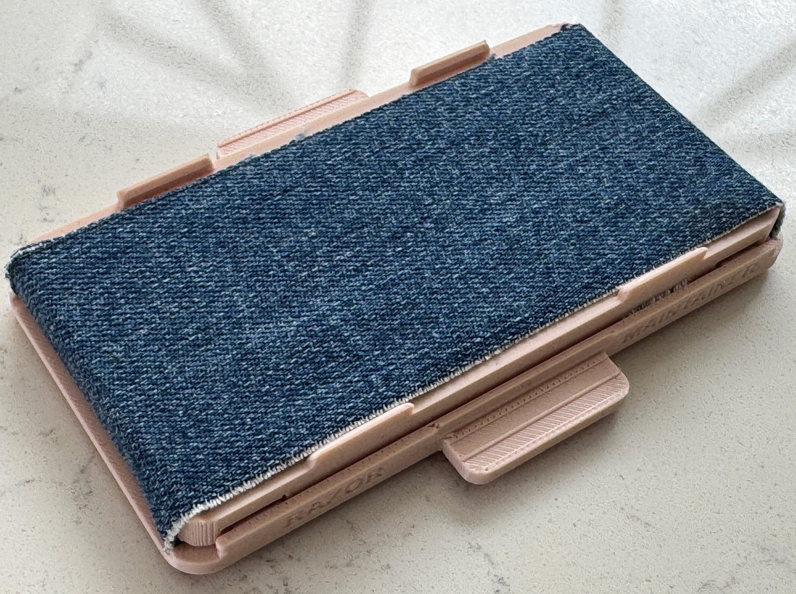 Razor Geeks Razor Maintainer in Oat with recycled denim stropping strip